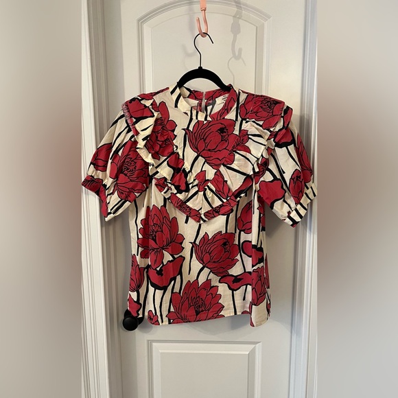 Entro Red and Black Floral Top - Picture 1 of 6